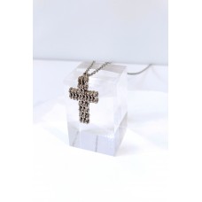 Ατσάλινο κολιέ με μαλακό σταυρό σε σχέδιο αλυσίδας ποδηλάτου και αλυσίδα STN19 